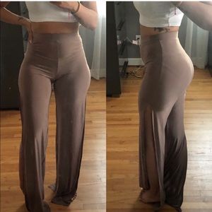 Double split satin pants